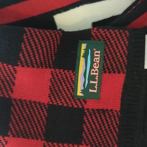 L.L. Bean Buffalo Plaid Logo Print Reversible Winter Scarf Red/Black/White - Picture 5 of 8